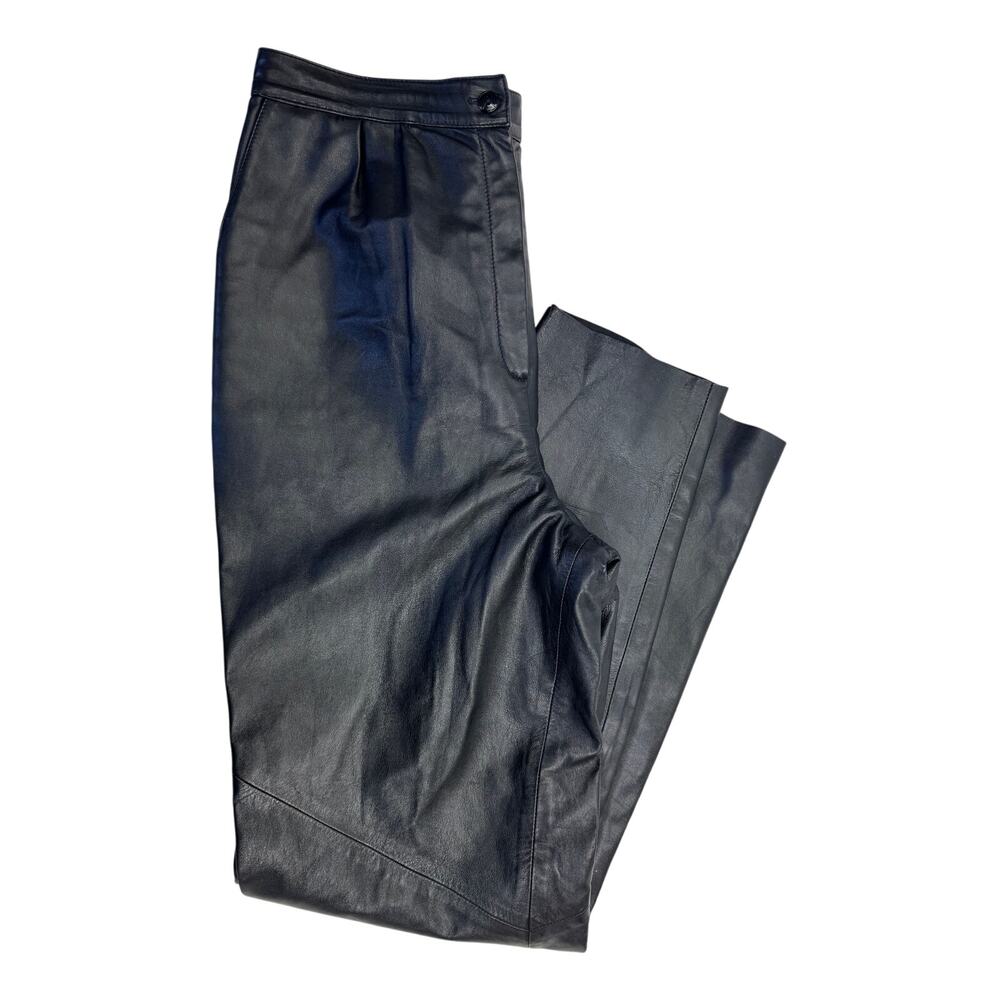 Y2K Black Leather Pants Size 10 Ruth Wagner Inseam 31.5 Inches